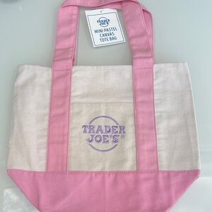 Trader Joe's Pink & Cream Mini Canvas Tote